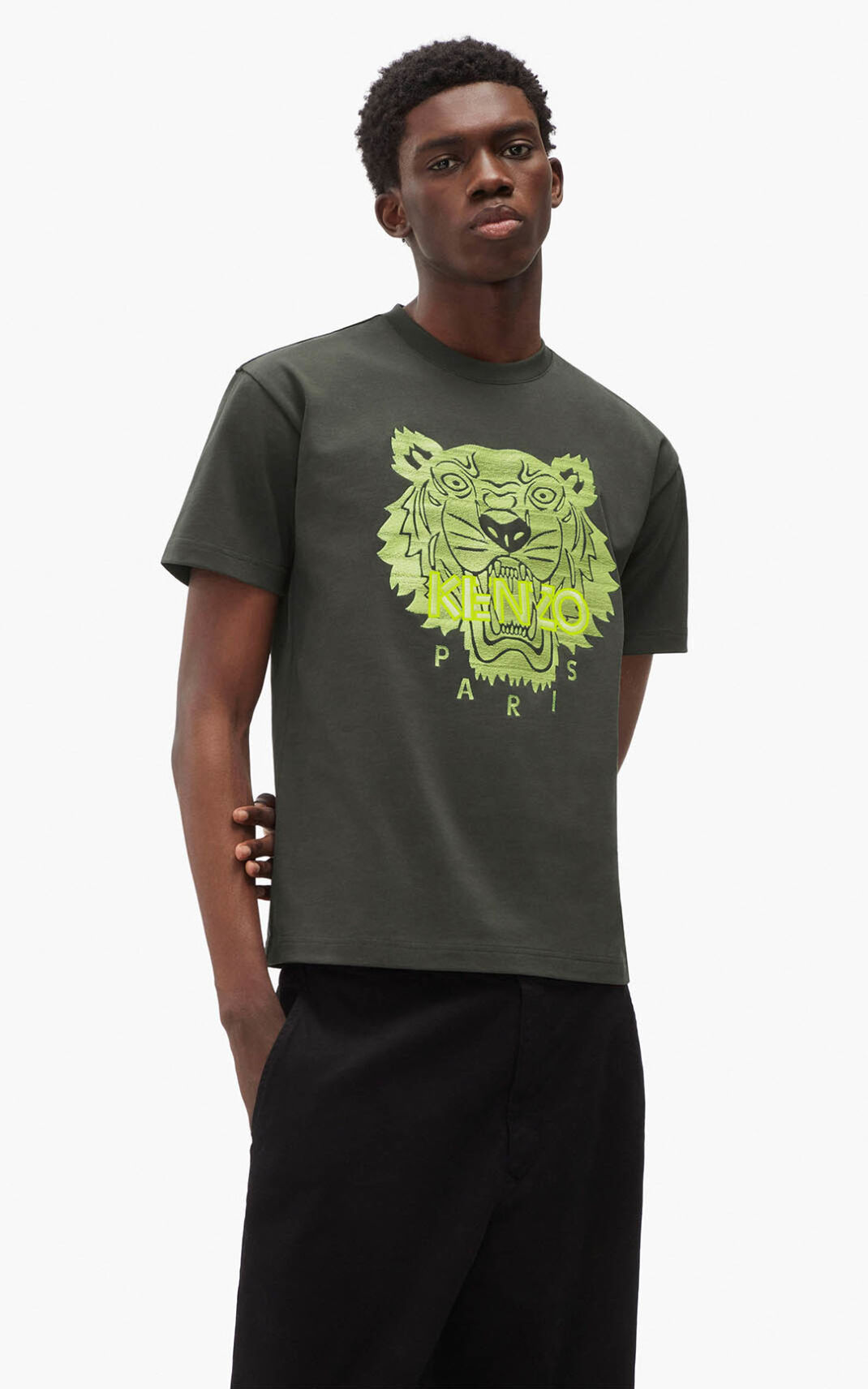 Kenzo Tiger loose fitting Póló Férfi Sötét Khaki | ID.938823